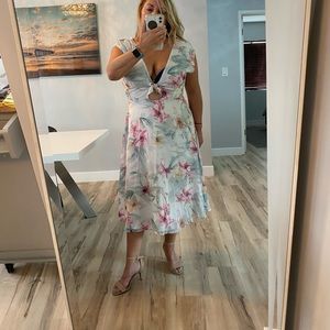 Yumi Kim Floral Midi Dress w/tie front